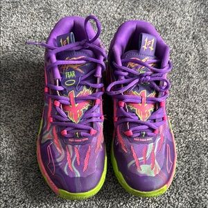 Vibrant Purple Athletic melo basketball sneakers very cool